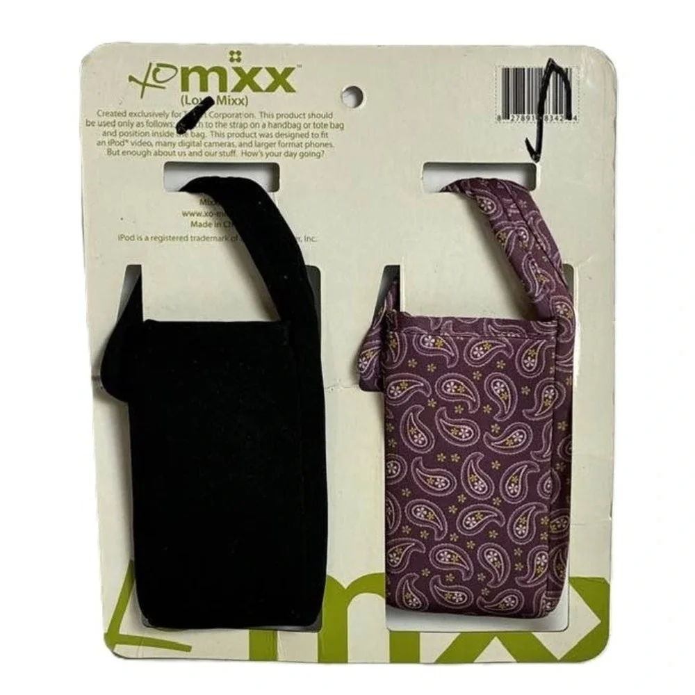 Mixx Mini Case Set 2‎ Pouches Black Paisley Clip Phone iPod Holder Target